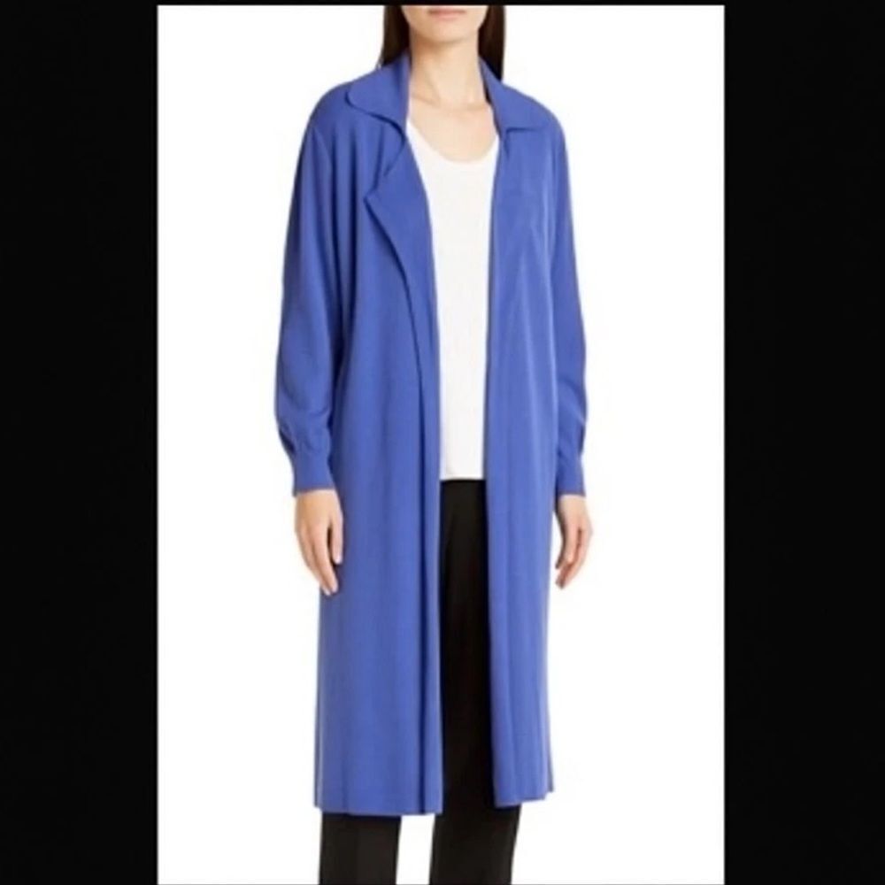 MISOOK Textured Relaxed Recycled Knit Duster Cardigan In Blue Size Large